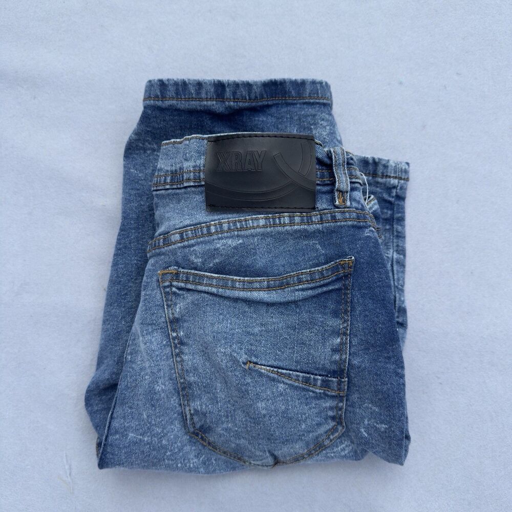 XRAY Jeans Men's 30 Light Acid Wash Distressed Stretch Denim Shorts Moto Biker